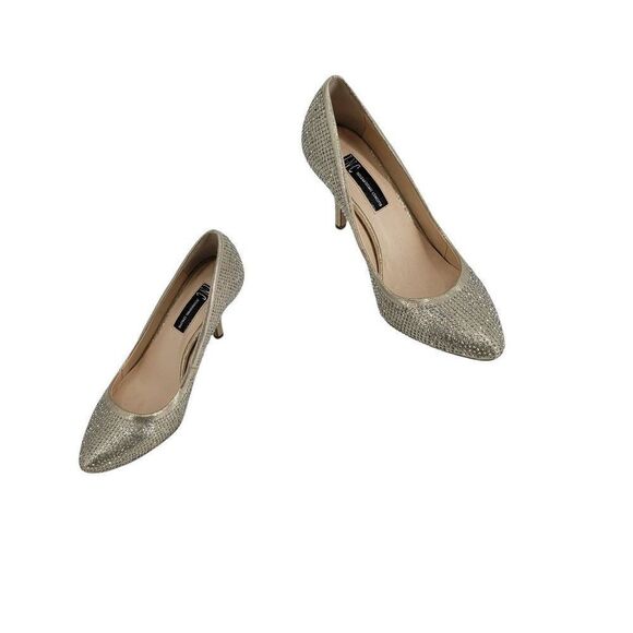 INC International Concepts ZITAH 3 Formal Gold Lame Rhinestone Heeled Pumps Sz 7 - Picture 9 of 9